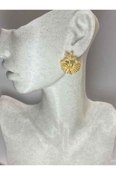 Tılsım Bijuteri Small Enamel Seashell Pattern Earrings