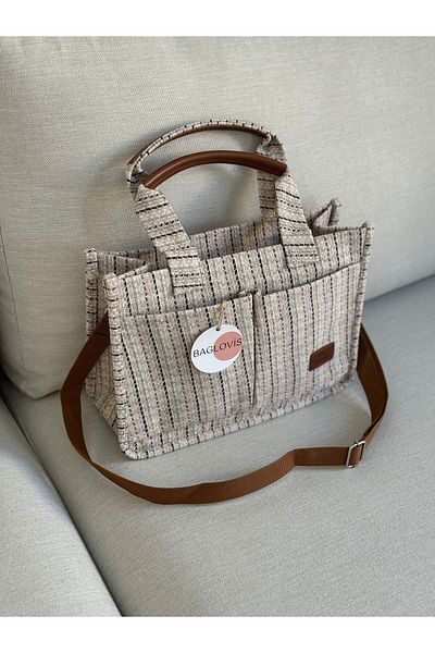 BAGLOVİS Canvas Front Pocket Women's Shoulder Bag Uz22 En28