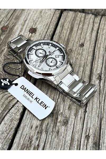 Daniel Klein Su Geçirmez Gümüş Renk Garantili Erkek Kol Saati Doğal Taş Tespih Ve Bileklik Çakmak Seti