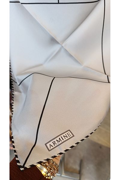 Armine Armi̇ne Twill Silk Scarf Striped Simple Design