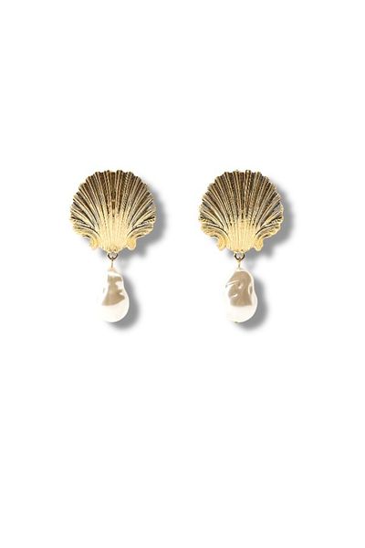 Finery by Nerrs Faux Pearl Dangle Mussel Earrings