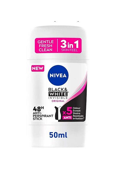 NIVEA Invisible Stick Original Antiperspirant Suitable for Black and White Clothes for Women, 40ml