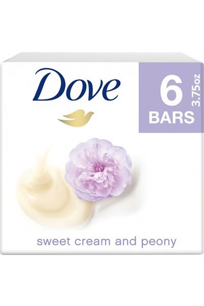 Dove عبوة من 12 قطعة تجميل برائحة الكريمة الحلوة والفاوانيا (عبوة من 6 قطع) (637 جرام)