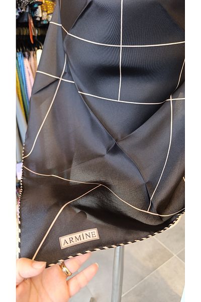 Armine Armi̇ne Twill Silk Scarf Striped Simple Design
