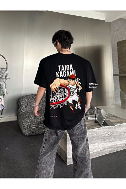 DEEFWEAR Black Taiga Kagami Back Printed Oversize Unisex T-Shirt -Mingalondon