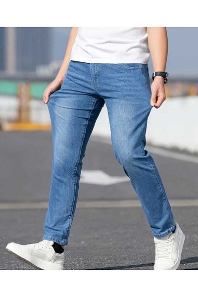 KING SEZAR Мъжки дънки Slim Fit Lycra Denim