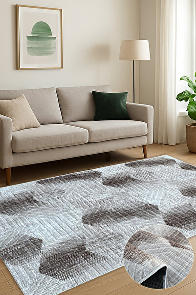 KEVLİNE Kevline Home Modern Dekoratif Halı Kaymaz Taban Yıkanabilir Salon Halısı
