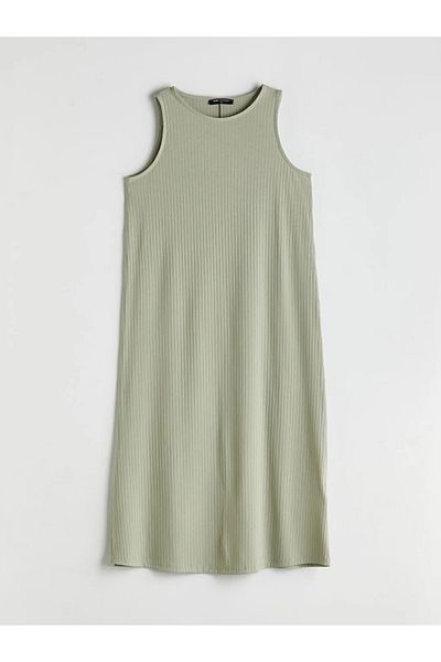 LC Waikiki Γυναικείο φόρεμα LCW Comfort Green Crew Neck