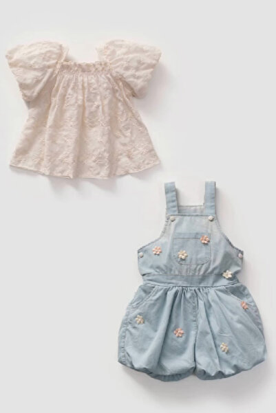 NoyNoy Baby Salopetli Kot Tulum ve Bluz