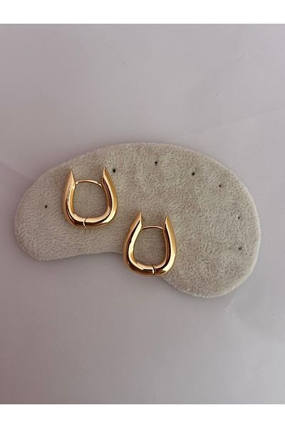 YENGEÇ Curved Oval Steel Earrings