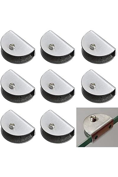 WANLIAN 8 Pcs Brushed Glass Clamp Wall Mounted Glass Shelf Brackets Floating Glass Shelf Brackets Fi