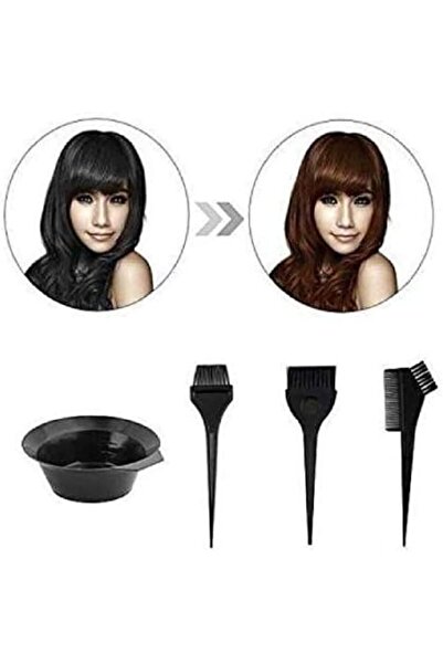 Generic AVNISH 4 pc of Hair Color Comb, Dye Brush and Color Mixing Bowl Colouring Kit (Black)