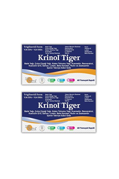 Krinol Tiger - Kuersetin, Resveratrol, Koenzim Q10, Safran, Lutein, Beta Karoten ve Rutin - 2 Kutu