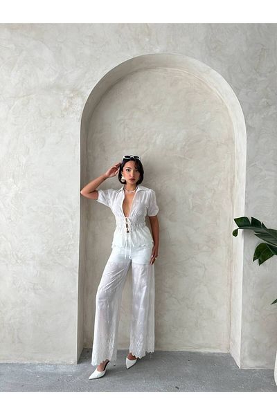 369 etnik butik Two Piece Sets - White - Palazzo