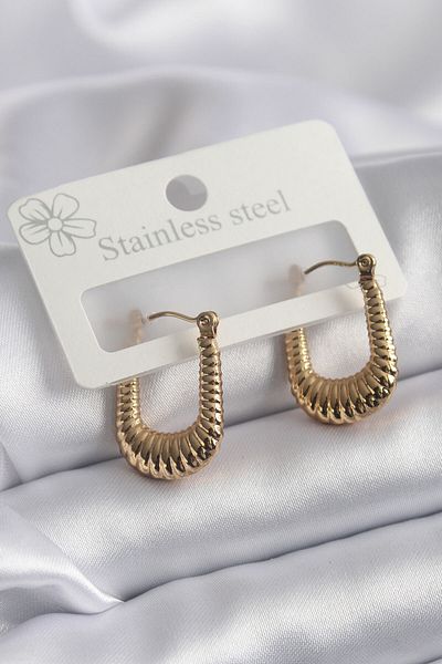 Skygo 316L Steel Gold Color Embroidery Detail Hoop Women's Earrings - TJ-BKP8302
