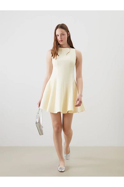 LC Waikiki Xside Sari Boat Neck Mini Dress