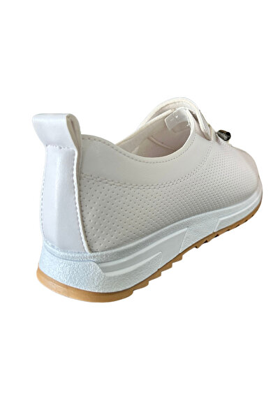 GÜR MODA AYAKKABI Orthopedic Women's Lightweight Laceless Flat Shoes Casual Leather White Sports Shoes