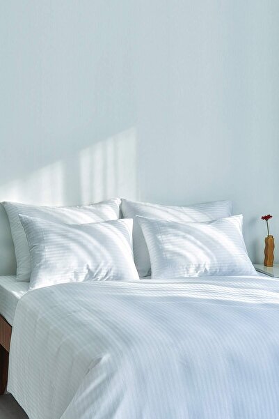 OTEL SERİSİ ÇİFT KİŞİLİK NEVRESİM TAKIMI - 84 TEL ÇİZGİLİ SATEN