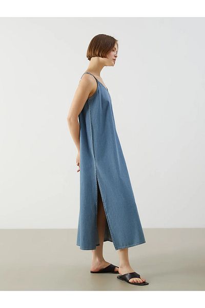 LC Waikiki Xside Blue V-Neck Strap Jean Dress