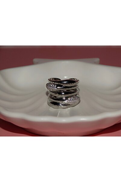 Takıccı 5 Row Zircon Stone Design Adjustable Steel Ring