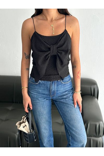 JUST MAY Blouse - Black - Crop