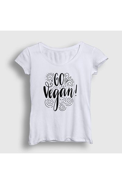 Presmono Tricou alb pentru femei Go Vegan Vegetarian Vegetarian 542791tt
