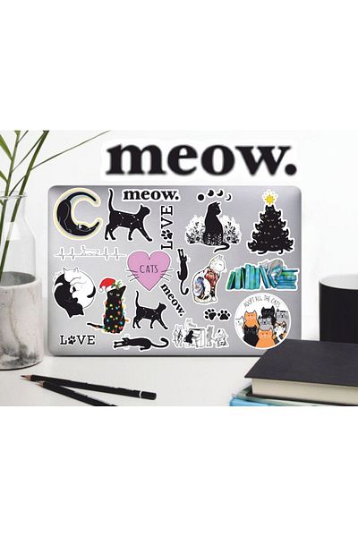 hediyenebak Cat Love Sticker Set |   Laptop Agenda Pc Tablet Phone Notebook Sticker Bullet Journal