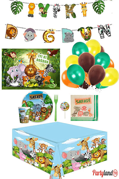 Safari Partylandtr Temalı 8 Kişilik Doğum Günü Parti Seti