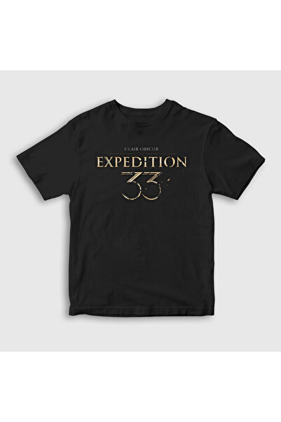Presmono Unisex dečji crni logo Clair Obscur Expedition 33 T-shirt 543817tt