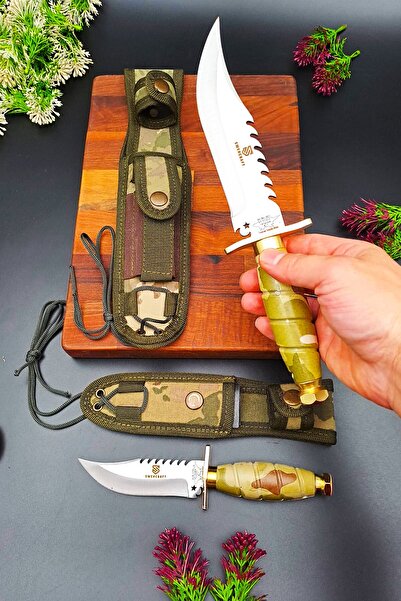 SWENCRAFT 2 'Li Outdoor Bıçak El Yapımı Dövme Çelik Bıçak Komando Rambo Kamp ...