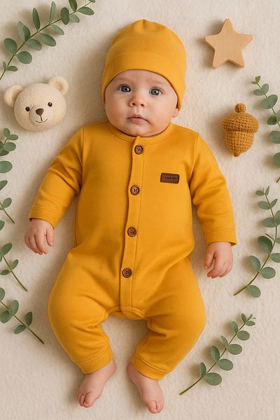 Babydonat Front Open Buttoned Interlock Jumpsuit