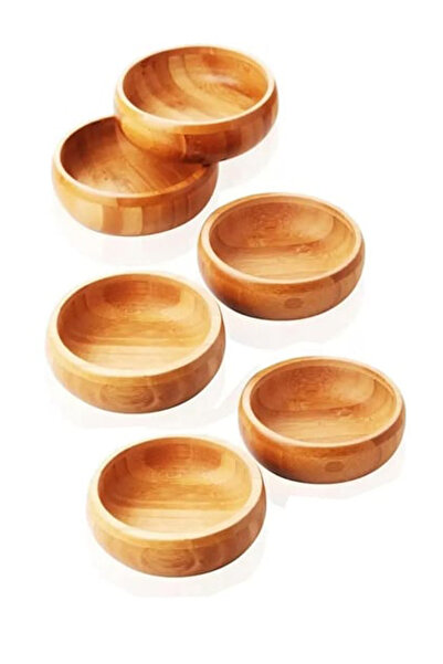 Home Arin Bamboo Round Snack Bowl - Presentation Bowl 6 Pieces
