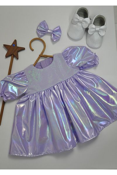 ministok Baby Girl Dress with Violet Buckle Accessories