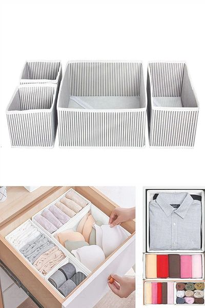 Helen's Home 4-Piece Closet and Drawer Organizer Clothes, Socks, Underwear Storage Box Set