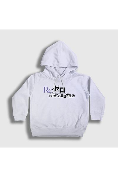 Presmono Unisex Kids White Logo Anime Re Zero Hooded Sweatshirt 543697Tt
