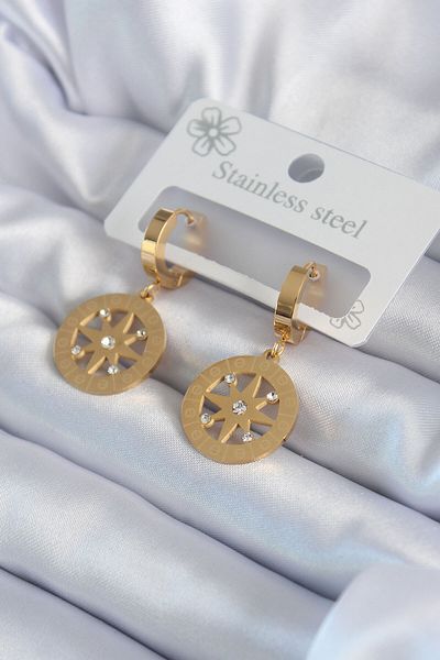 Skygo 316L Steel Gold Color Polar Star Model Processing Detail Zircon Stone Women's Earrings - TJ-BKP8063