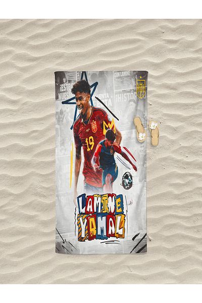 Erays Home Laminated Patch Patterned Digital Printed Beach Towel Men's Beach Towel Sea Towel