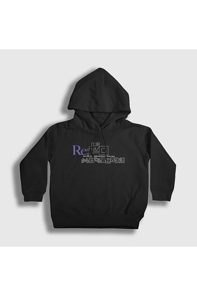 Presmono Унисекс детски суитшърт с качулка и черно лого с аниме Re Zero 543697tt