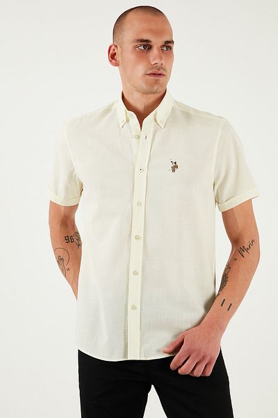 U.S. Polo Assn. ΒΑΣΗ. Πόλο 100% βαμβακερό κανονικό γιακά με κουμπιά πουκάμισο με λογότυπο Ανδρικό πουκάμισο G081GL 0042083854
