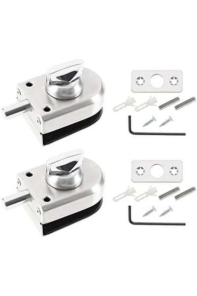 eMagTech 2PCS Glass Door Lock 304 Stainless Steel Floor Latch Bolt Ground Lock Gate Latch for 10-12m