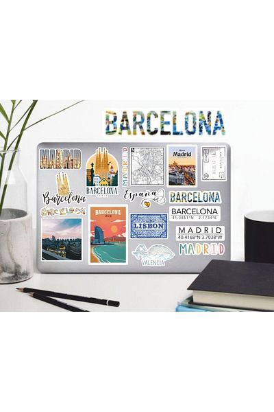 hediyenebak Spain - Madrid Sticker Set |   Laptop Agenda Pc Tablet Phone Notebook Sticker Bullet Journal