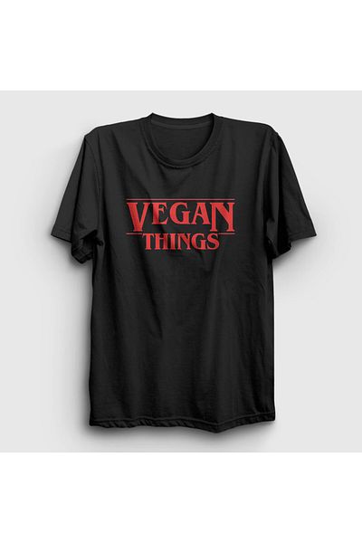 Presmono Unisex Μαύρο Vegan Things Vegetarian Vegetarian T-Shirt 545640tt