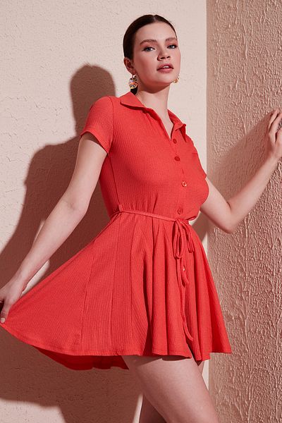 Lela Mini Shirt Dress Dress with Lacing Detail 5869006