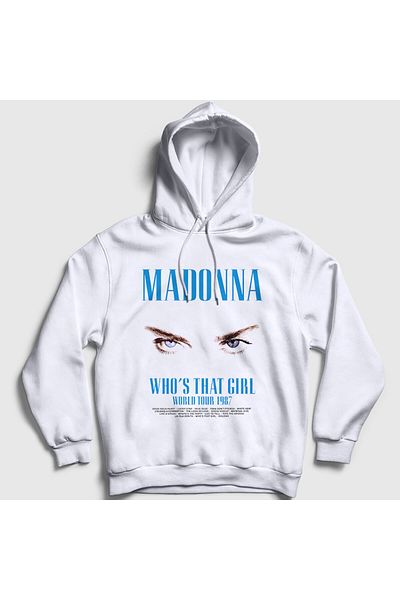 Presmono Unisex White Tour Who's That Girl Φούτερ με κουκούλα Madonna 545497tt