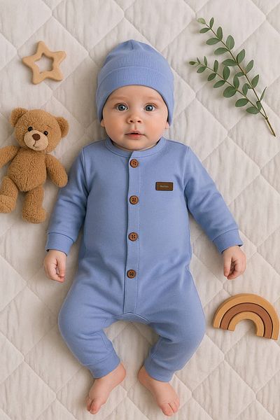 Babydonat Front Open Buttoned Interlock Jumpsuit