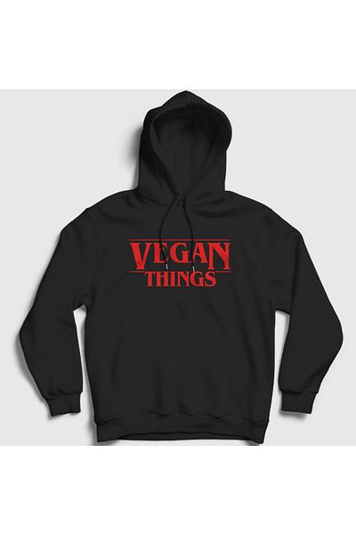 Presmono Unisex Black Vegan Things Vegetarian Vegetarian Hooded φούτερ 545687tt