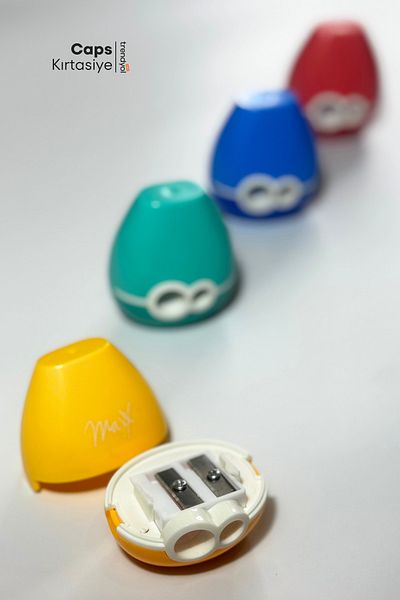 caps office 4 Double Chamber Pencil Sharpener Set |   Practical Use with Cover