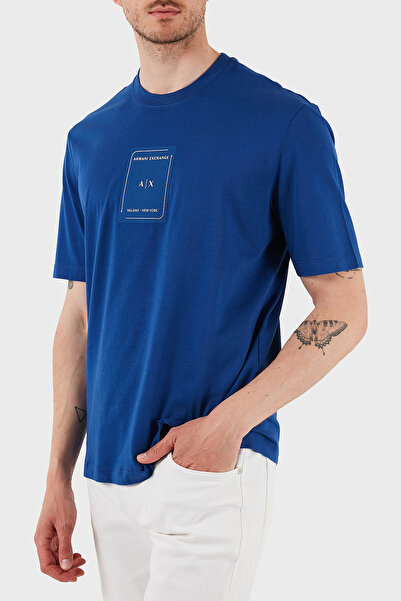 Armani Exchange Armani Exchage 100% βαμβακερό κανονικό μπλουζάκι με λογότυπο με λαιμόκοψη Ανδρικό T SHIRT XM 000570   AF10356 U