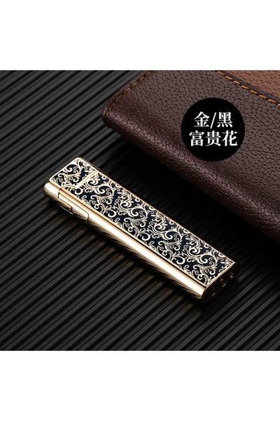 HobiShop İnce Metal Desenli Sönmeyen Lüx Lüx Çakmak