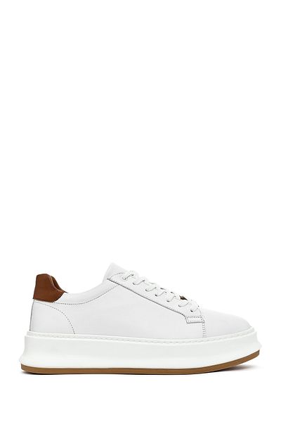 Derimod Men's White Lace-up Thick Sole Leather Sneakers 25SFD675118